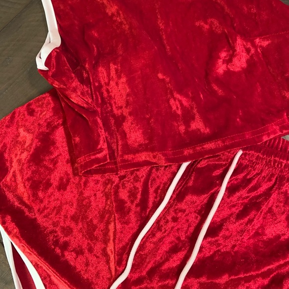 Red Velour Pajama Short Set - Picture 6 of 6
